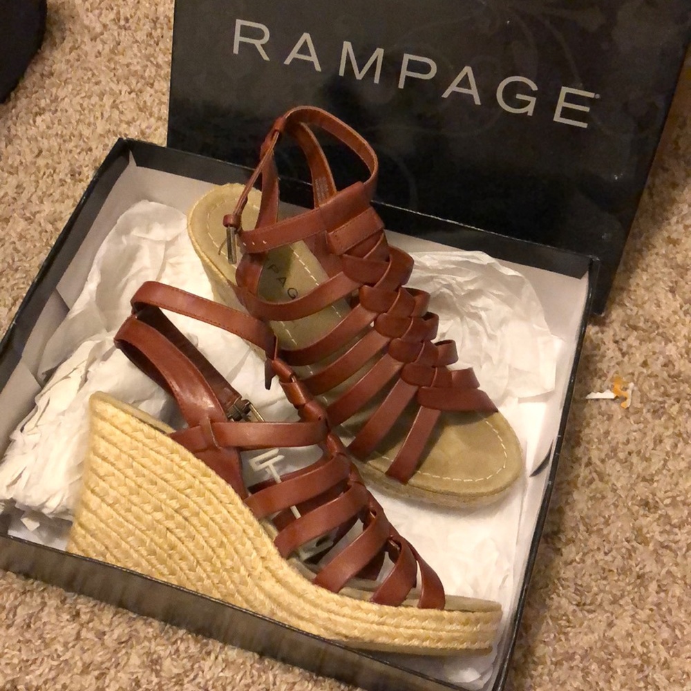 Strappy open toe wedges